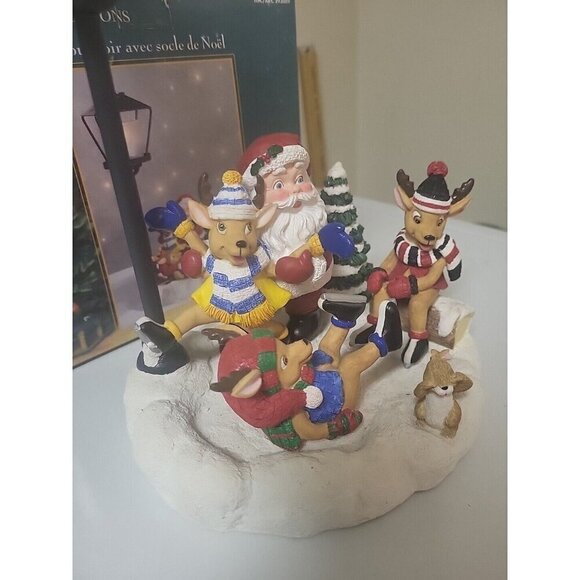 Traditions Christmas Candle Street Lamp Scene 293069 Santa Claus Reindeer EUC - Picture 3 of 13